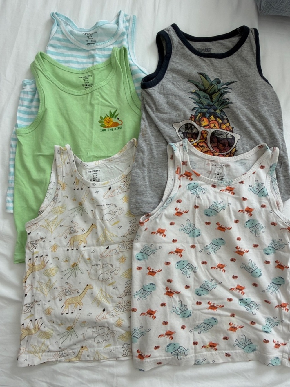 George Grey Tank Top with Colorful Pineapple Graphic